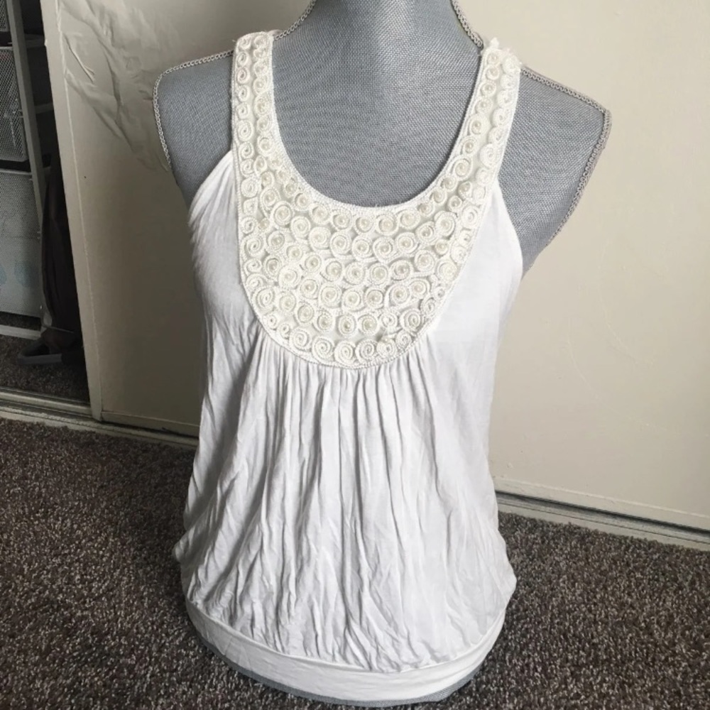 Pearl bib neck tank top